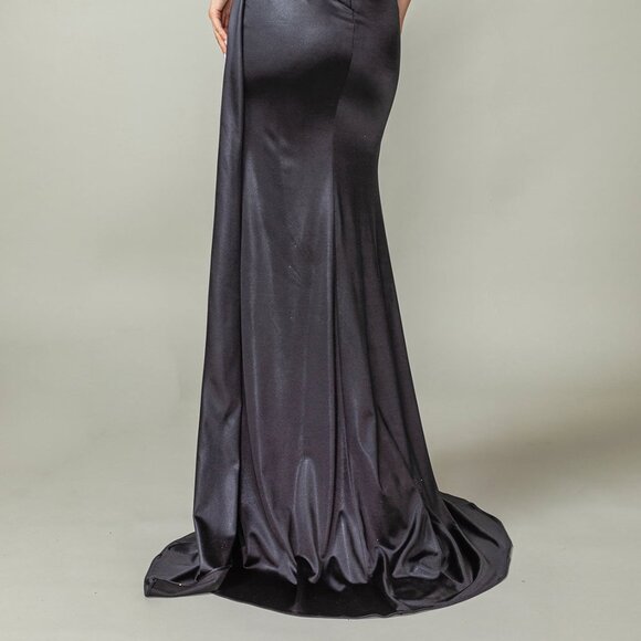 New Strapless Beaded Evening Gown w/ Drapped Waistline & Sweetheart Neck DQ 4414 - Picture 6 of 9